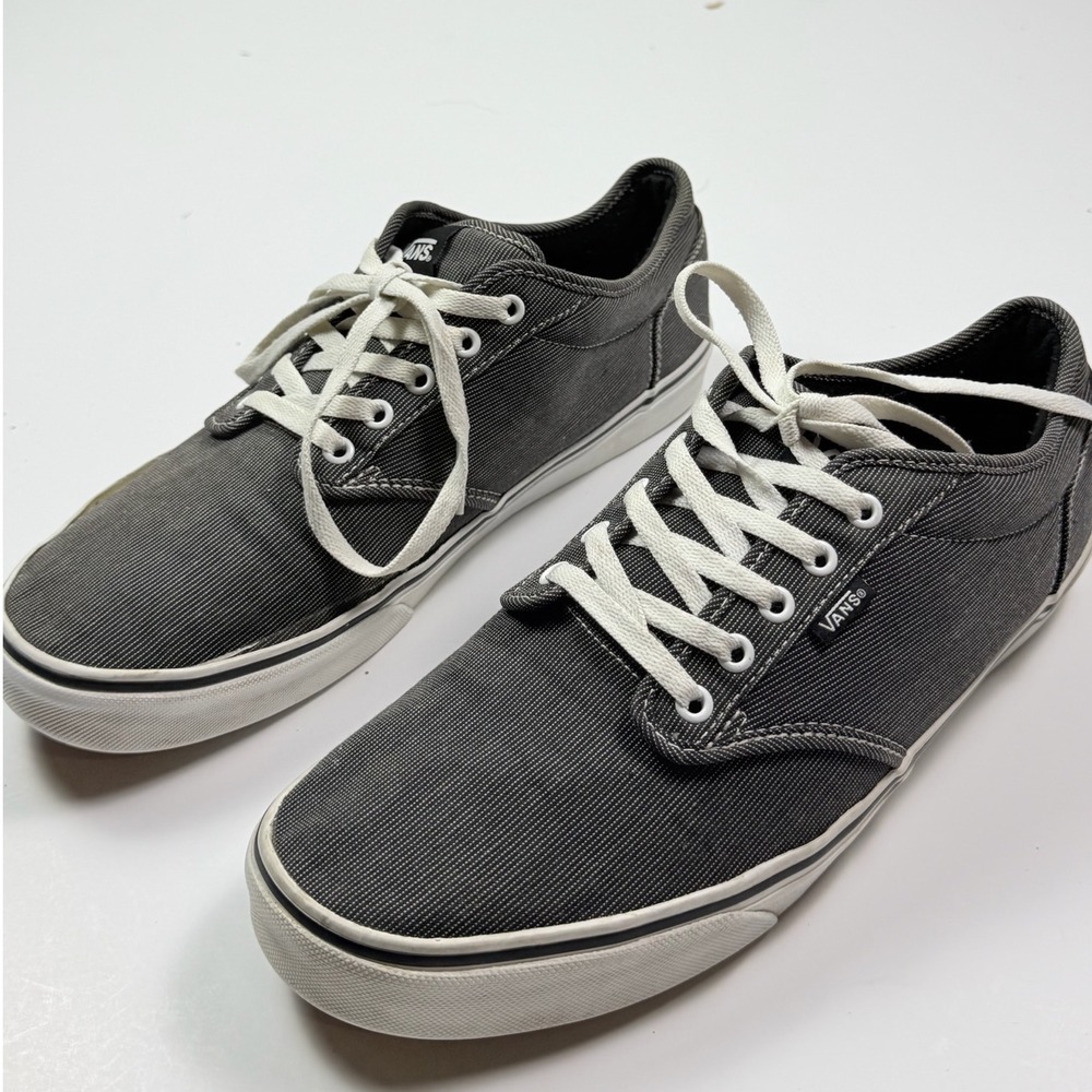Vans Atwood Gray Micro Stripe Canvas Low Top Skate Casual Shoes Mens 12